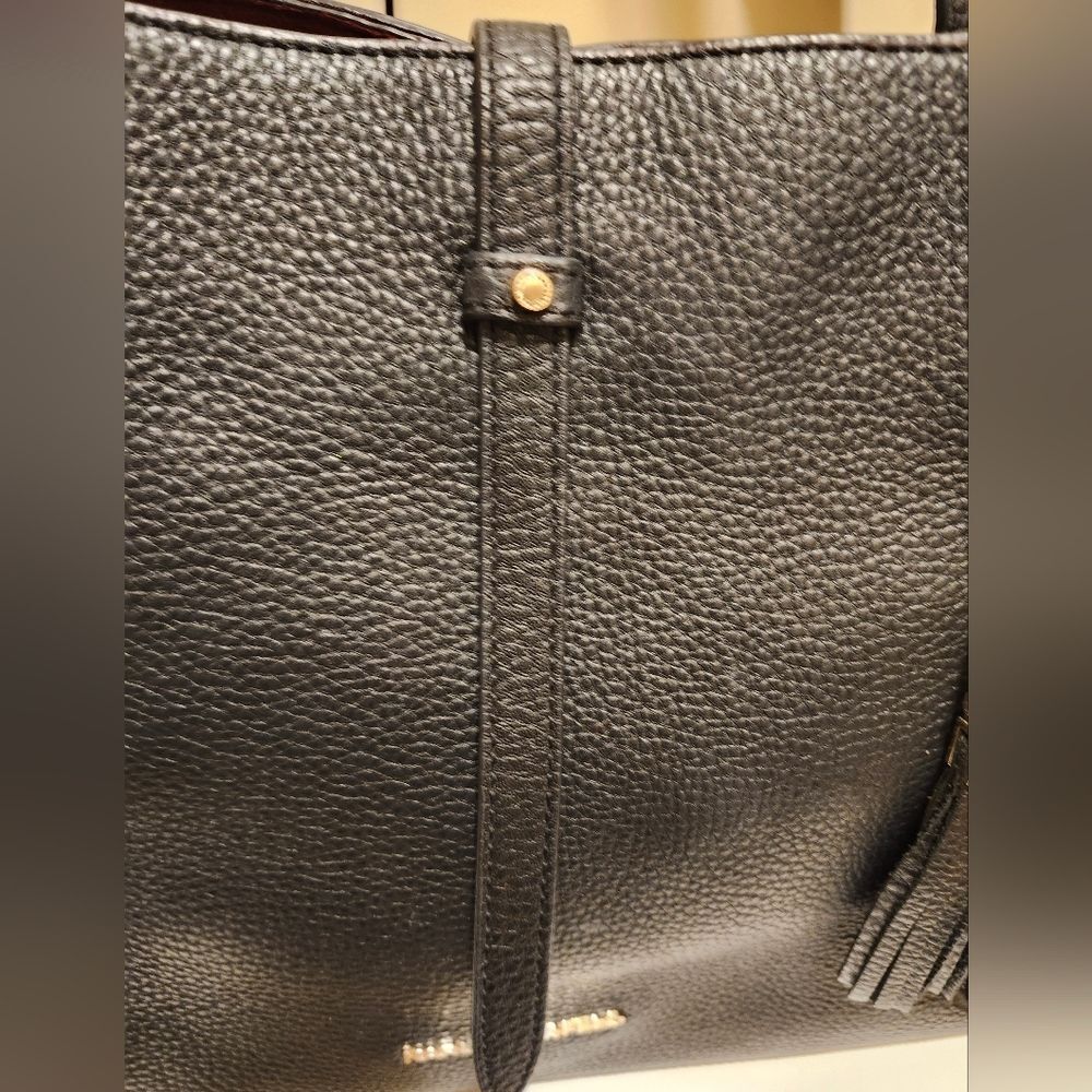 Karl Lagerfeld Paris "Lock Charm" Black Pebbled Leather Tote Bag, Retail $178 - Picture 5 of 11
